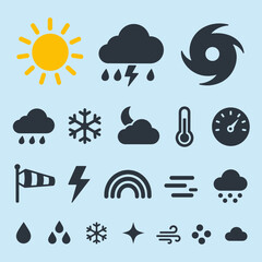 Fototapeta premium Weather forecast symbol icon set