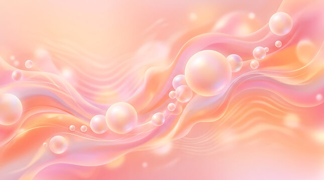 Abstract pastel gradient with soft 3D spheres and waves
