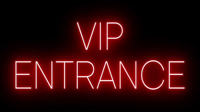 Red Neon VIP ENTRANCE Sign on Black Background