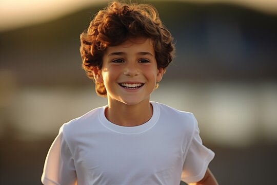 Young happy smiling Caucasian English boy playing outdoors portrait young lad male youthful fit healthy 
