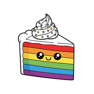 Cute Rainbow Cake Slice Kawaii