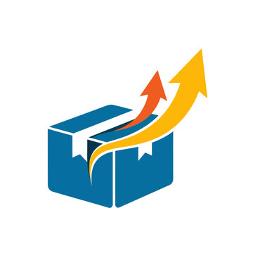 Shipping Box with Growing Arrows - Logistics and Growth Concept