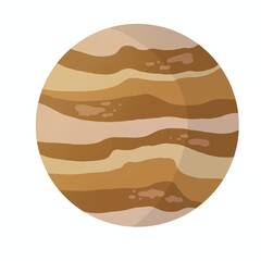 Jupiter gas giant planet with storm stripes cute cartoon illustration isolated on white background solar system space concept © Panyapat