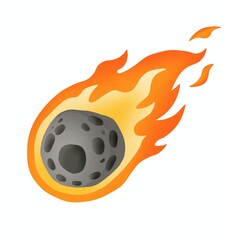 Flaming meteor asteroid falling from space cartoon illustration isolated on white background astronomy meteorite concept © Panyapat