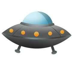 Flying saucer ufo alien spaceship cartoon illustration isolated on white background outer space extraterrestrial concept © Panyapat
