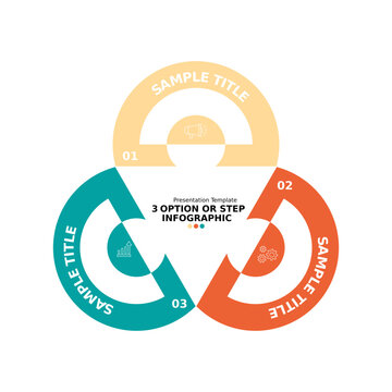half circular cycle infographic with 3 options or process steps for business presentation templates or reports. editable vector illustration.