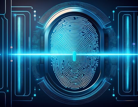 digital biometric security system with authentication showing successful