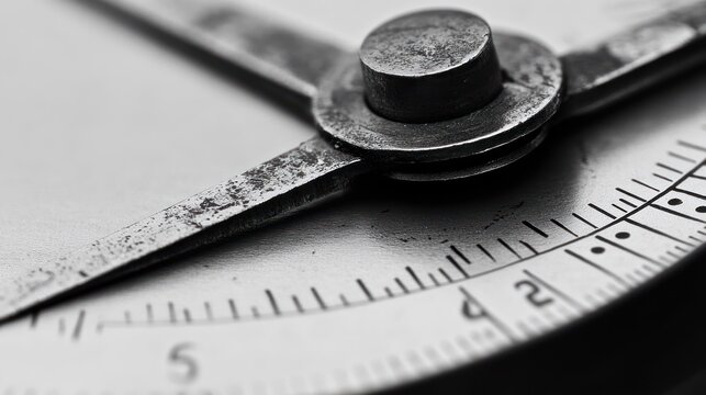Detailed macro shot of a vintage drafting compass instrument