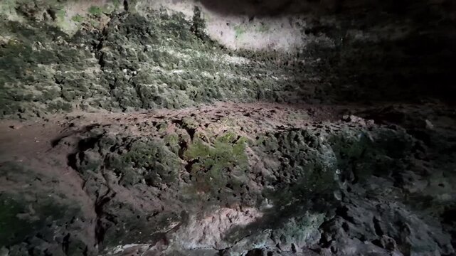 Malta, Xemxija Heritage trail, Punic caves interior, small opening and celling.