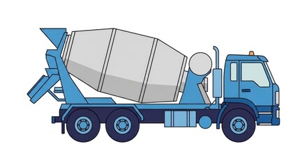 Fototapeta premium Blue Cement Mixer Truck Illustration.