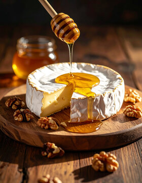 Queso brie maridado con miel pura y nueces