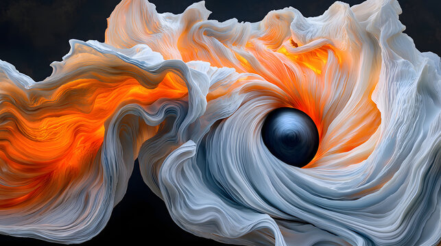 Mesmerizing digital simulation depicting formation of black dace ebb, showcasing swirling textures and vibrant colors