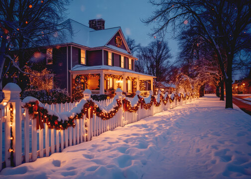 A house decorated with beautiful lights to celebrate Christmas.