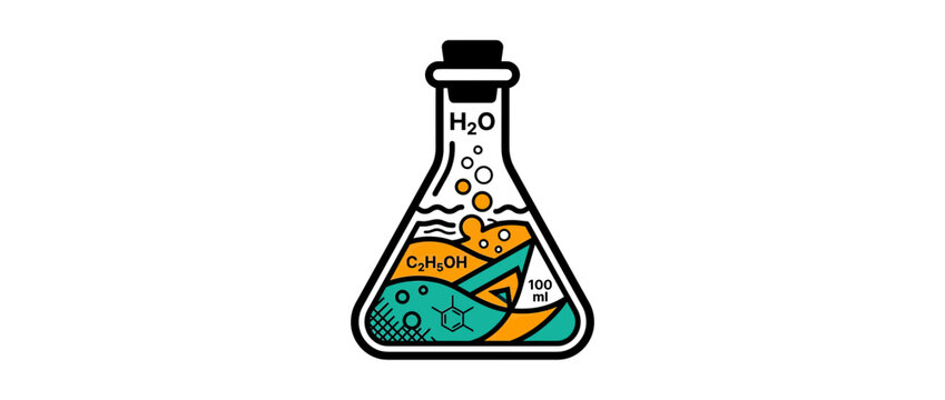 Chemical reaction in flask with H2O and C2H5OH