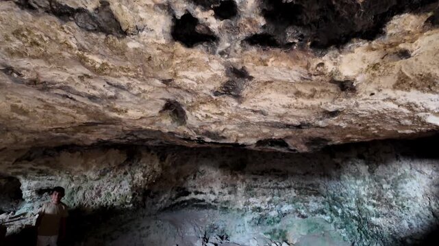 Malta, Xemxija Heritage trail, Punic caves interior. Holes in the ceiling used to tie something.