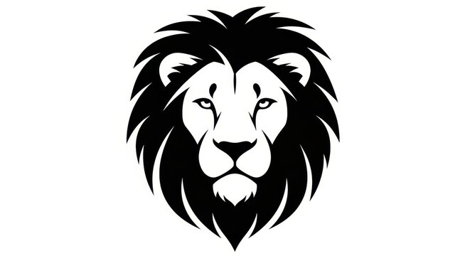 Black and white lion head logo design.