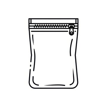 Black and white zipper pouch icon illustration.