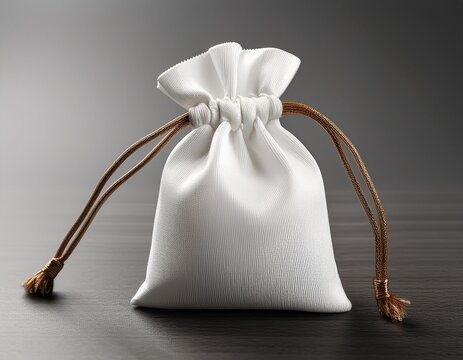 small white fabric drawstring pouch bag for jewelry or small gift items