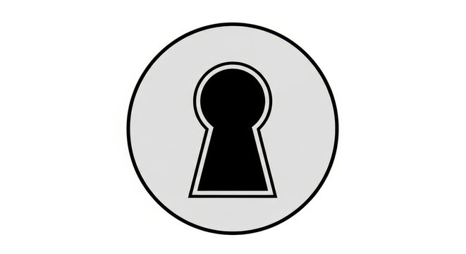 Black keyhole icon on circular gray background.