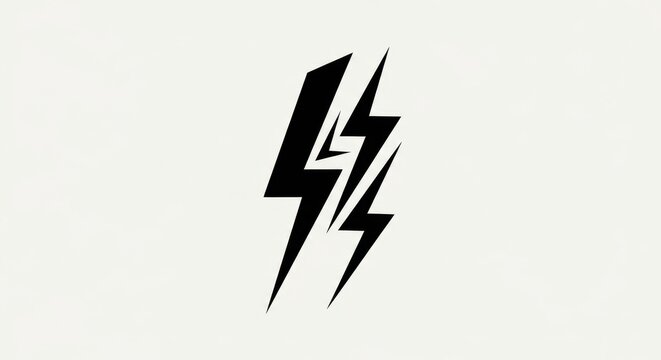 Black Lightning Bolt Symbol on Light Gray Background.