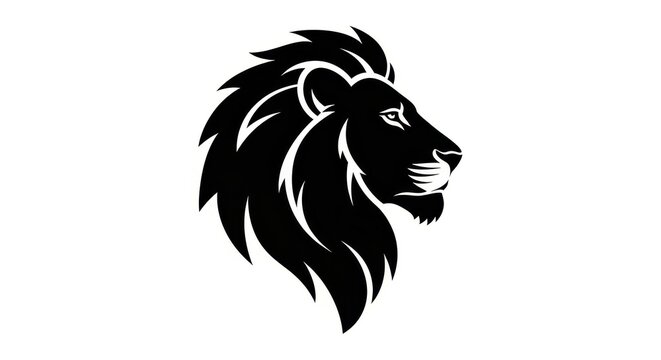 Black Lion Head Silhouette Vector Graphic Design.