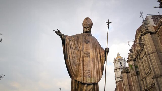 Llaves de Fe Statue of Pope John Paul II at Mexico City Cathedral