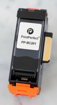 Black PrintPerfect PP BC201 Printer Cartridge Isolated.