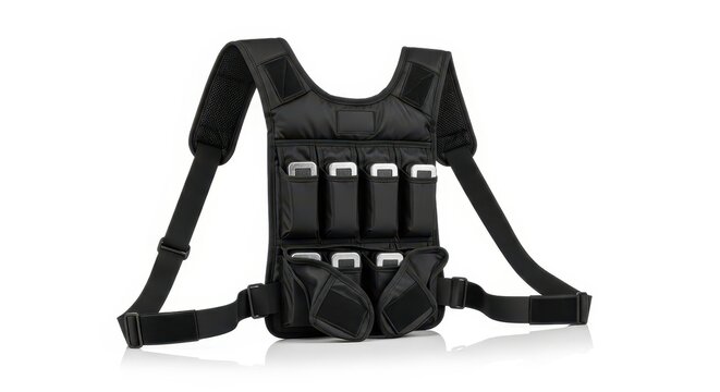 Black Tactical Weighted Vest for Fitness Training.