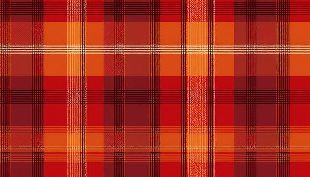 traditional tartan plaid pattern with a textured woven appearance and orange and red tones the seamless fabric design creates a calm decorative background with a traditional textile feel