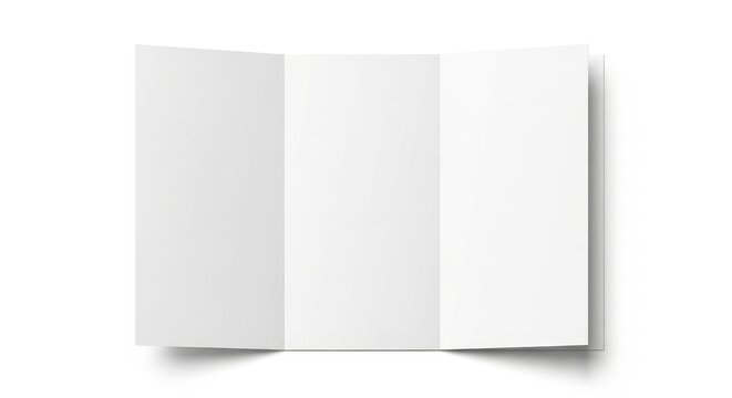 Blank white tri fold brochure mockup design template.
