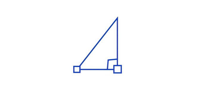 Blue right triangle with right angle indicator.