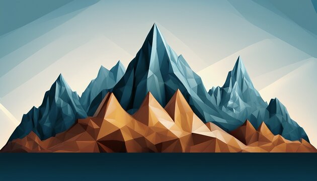 low poly abstract mountain range with sharp angular peaks the mountains have rough textures and rugged forms