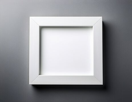 square empty white picture frame with a thick mat border