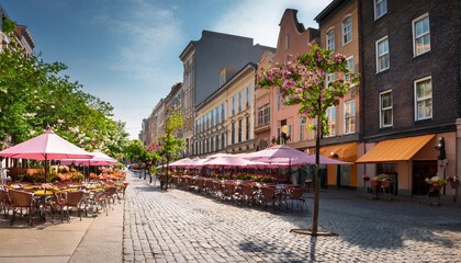 Fototapeta premium outdoor cafac scene in a vibrant city neighborhood