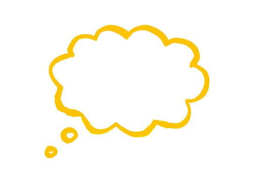 Hand Drawn Yellow Thought Bubble Vector Doodle Isolated on White Background