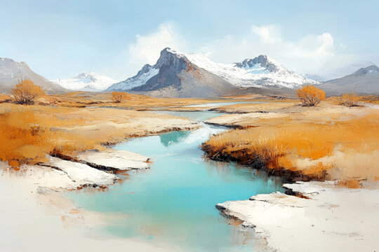 Autumn Mountain Lake Landscape