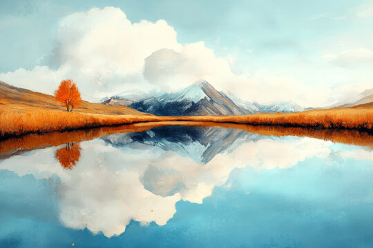 Mountain Lake Reflection Landscape
