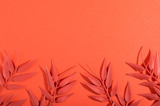 Coral Tropical Leaf Background