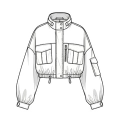 Fashion illustration of a stylish cropped jacket © Udindavva