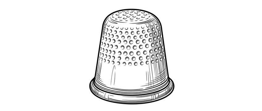 Vintage thimble sewing tool isolated on transparent background