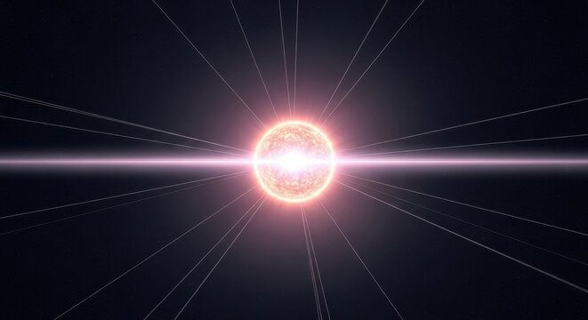 Bright Radiant Light Beam in Dark Space.