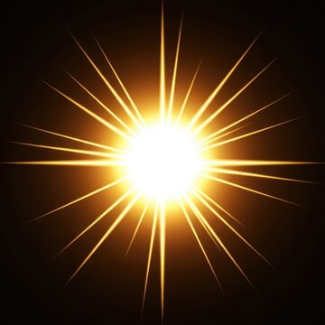 Bright Radiant Sunburst Light Effect on Dark Background.