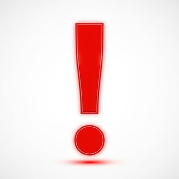 Bright red exclamation mark symbol on white background.