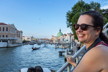 Woman looking at the Grand Canal in Venice Italy © Luiz Barrionuevo