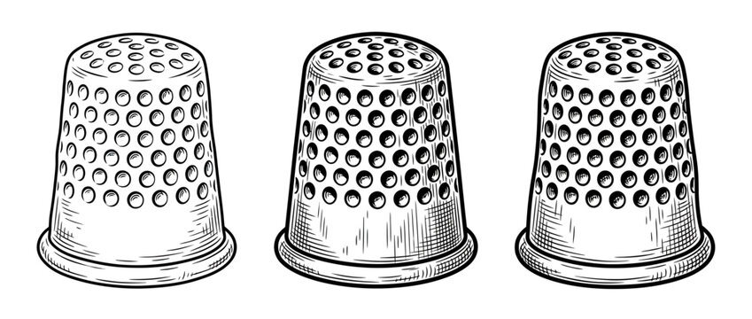 Vintage Sewing Thimbles Isolated on Transparent Background