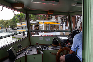 Vaporetto docking at the Sacca Fisola station in Venice Italy © Luiz Barrionuevo
