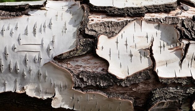 birch bark detail with white patches and dark crevices