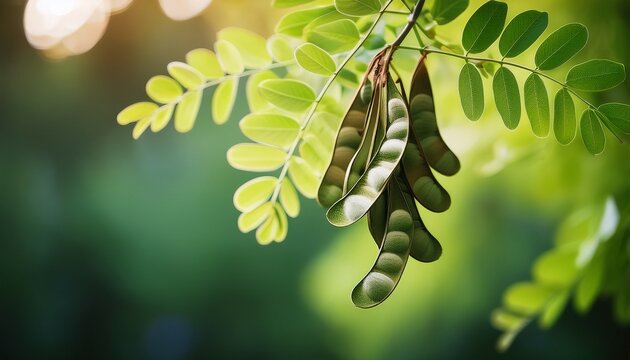 fruit pods of black locust robinia pseudoacacia hanging seed clusters botanical macro nature concept