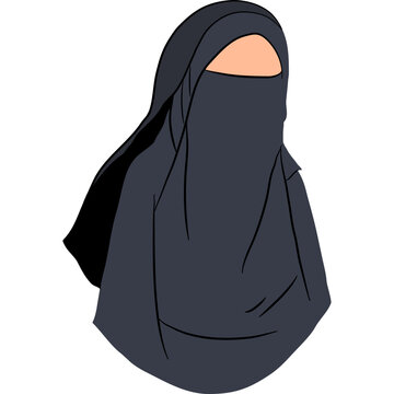 Woman in black veil and niqab illustration