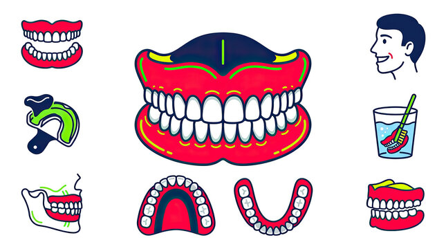 Dentures and Dental Care Icons Collection
